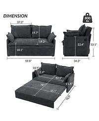 Streamdale Furniture Corduroy Pull Out Sofa Bed with Usb Charging