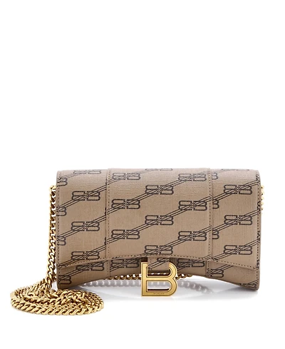 Pre-Owned Balenciaga Hourglass Chain Wallet Bb Coated Canvas