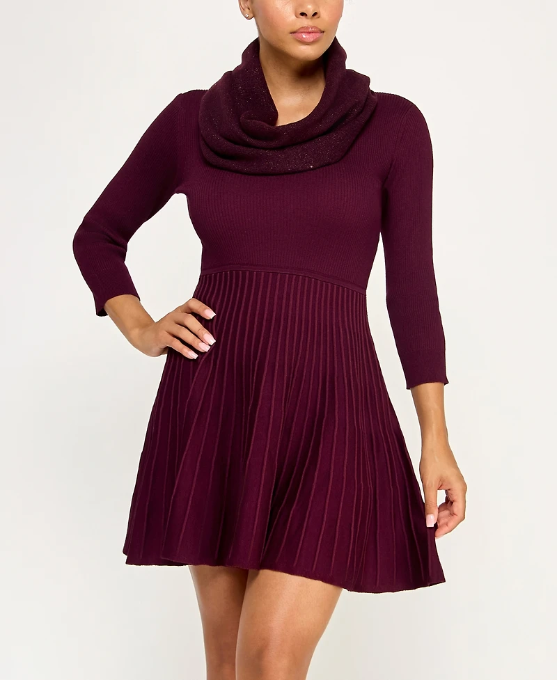 Bcx Juniors' 3/4-Sleeve Crewneck Detachable Scarf Sweater Dress
