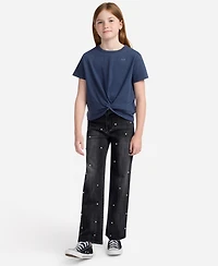 abercrombie kids Girls High-Rise Embellished Wide Leg Jeans