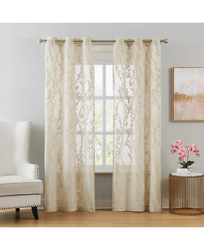 5th Avenue Lux Shelton Burn Out Grommet Window Curtain Panel Pair 2 Piece Window Curtain