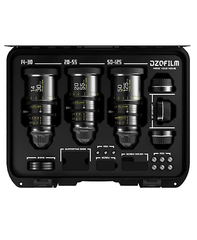 Dzofilm Pictor Super35 Parfocal Cine 3-Lens Kit with 14-30mm, 22-55mm, 50-125mm T2.8 Lens for Pl Mount and Canon Ef, Black