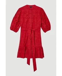 Karen Millen Women's Woven Tie Waist Mini Dress
