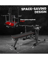 Zenova Adjustable Chest Press Machine with Independent Converging Arms, Flat/Incline Weight Bench for Home Gym, Ab Workout & Strength Training Equipme