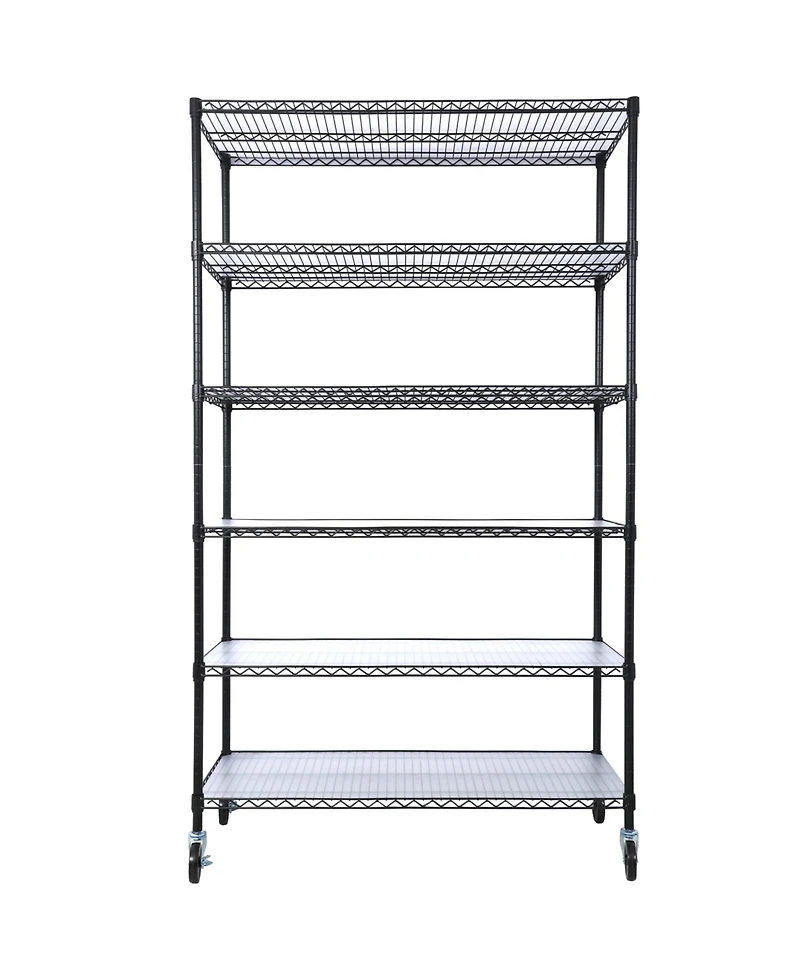 Flynama 84 Inch 6 Tier 6000LB Capacity Nsf Commercial Shelving Unit with Wheels