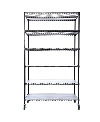 Flynama 84 Inch 6 Tier 6000LB Capacity Nsf Commercial Shelving Unit with Wheels