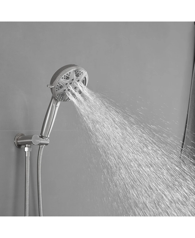 Greenspring Single-Handle 1-Spray Round Rain Shower Faucet Set with Rain Shower Head & Hand Shower in Brushed Nickel (Valve Included)