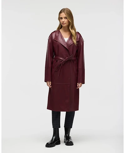 Nvlt Women's Poet Lapel Belted Faux Leather Trench Coat
