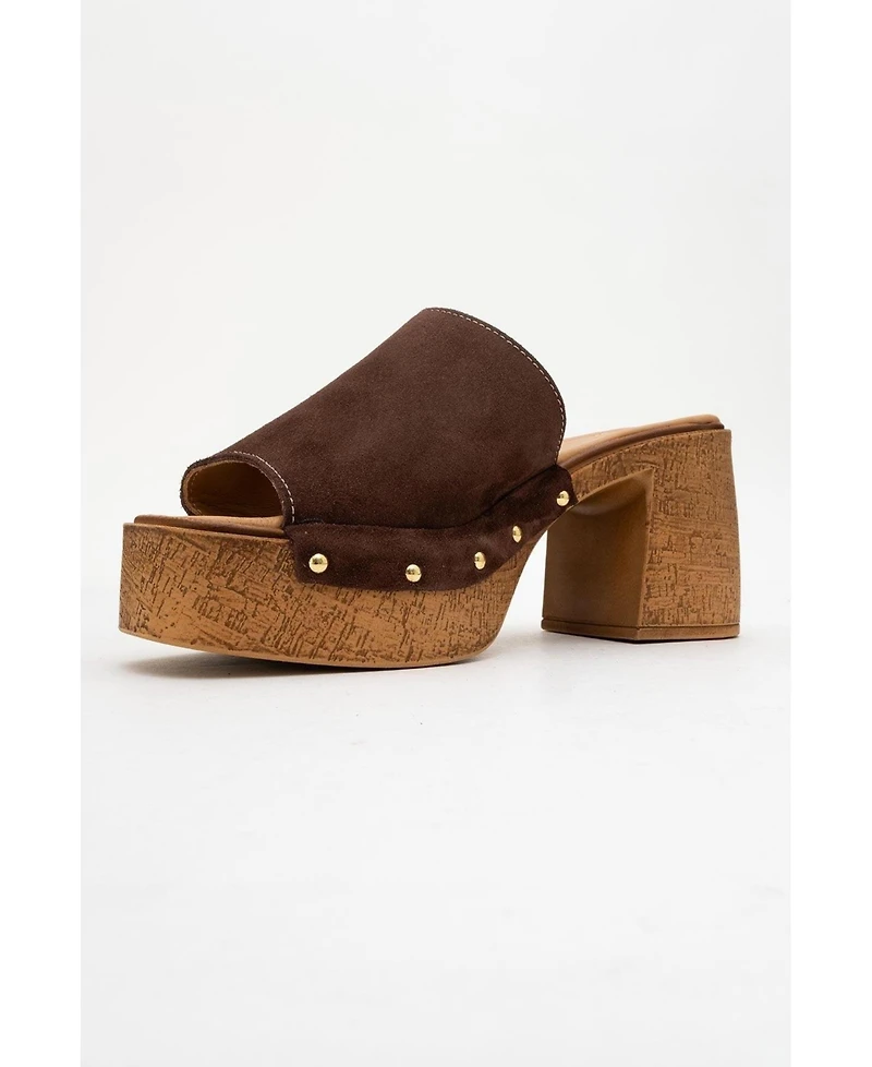 Pull Leather Platform Mules (Women)