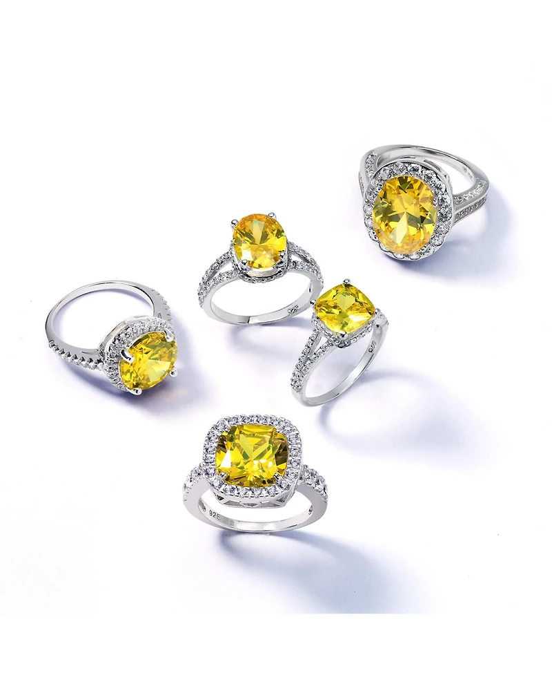 Bling Jewelry Classic 3CTW Cubic Zirconia Halo Solitaire Oval Promise Ring Cz Pave Split Shank Thin Band 14K Gold Plated .925 Sterling Silver