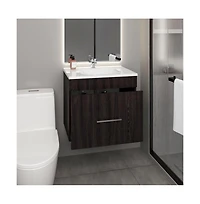 Tuhome One door Batroom Vanity Hatta Black Mdf
