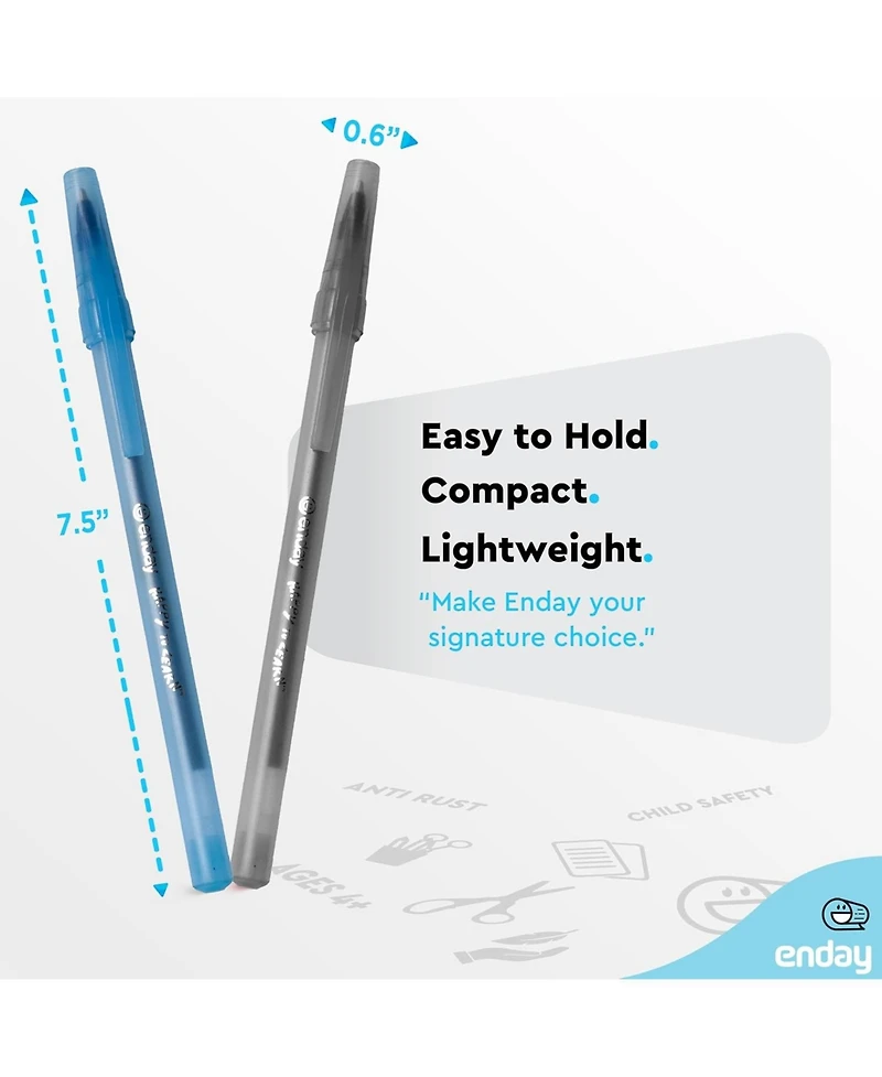 Enday Pens Bulk Black Pens Blue Pens Ballpoint, Medium Point (1.0mm), Flexible Round Barrel 400 Count, 200 Black ink Pens & 200 Blue Ink Pens