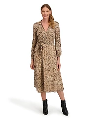 Laundry By Shelli Segal Angela Long Sleeve Reversible Wrap Dress