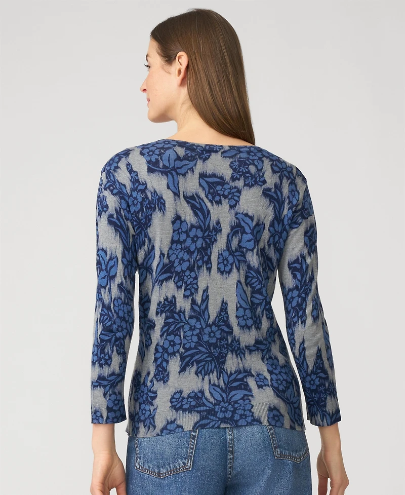 Cable & Gauge Women's Floral Crewneck Cardigan