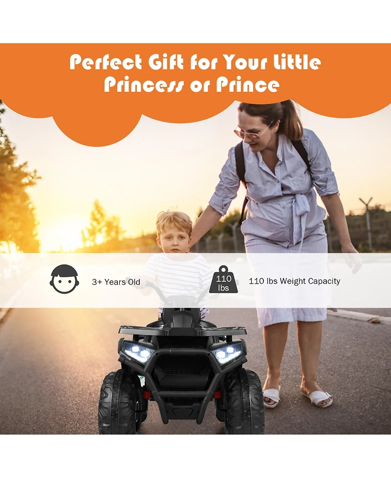 12V Kids Electric 4-Wheeler Atv Quad 2 Speeds Ride On Car w/MP3&Led Lights