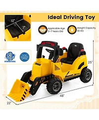 12V Kids Ride On Construction Tractor with Horn & Music & Tail Led Lights