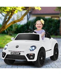 Costway 12V Kids Ride On Car Licensed Volkswagen Beetle w/ Remote Control & Music White