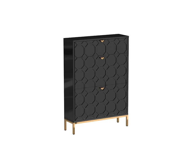Clihome Shoe Storage Cabinet,Modern Cabinet with 3 Flip Drawers,Freestanding Hidden Slim Narrow Rack for Entryway,Hallway,Bl