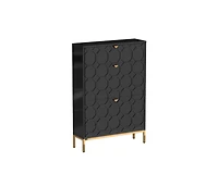 Clihome Shoe Storage Cabinet,Modern Cabinet with 3 Flip Drawers,Freestanding Hidden Slim Narrow Rack for Entryway,Hallway,Bl