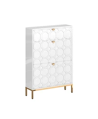 Clihome Shoe Storage Cabinet,Modern Cabinet with 3 Flip Drawers,Freestanding Hidden Slim Narrow Rack for Entryway,Hallway,Bl