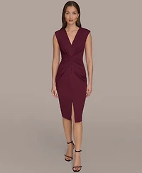 Donna Karan New York Women's V-Neck Ruched Dress