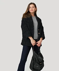 Cable & Gauge Women's Elbow Sleeve Crewneck Sweater