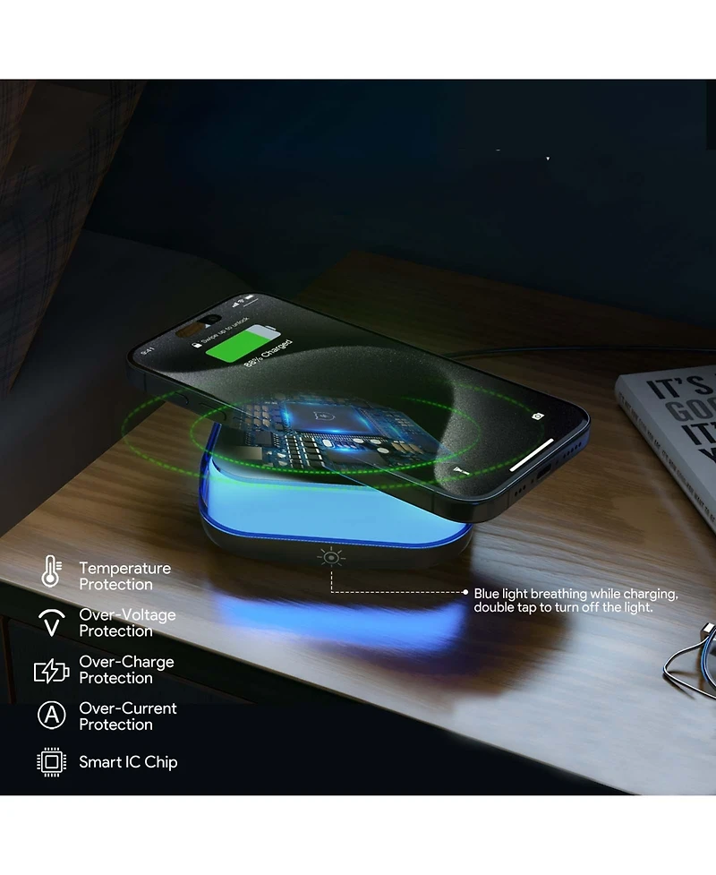 3p Experts Wireless Travel Charger with nightlight