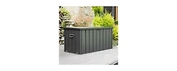 Clihome 120-Gallon Outdoor Storage Deck Box 120-Gallon Dark Gray Metal Deck Box