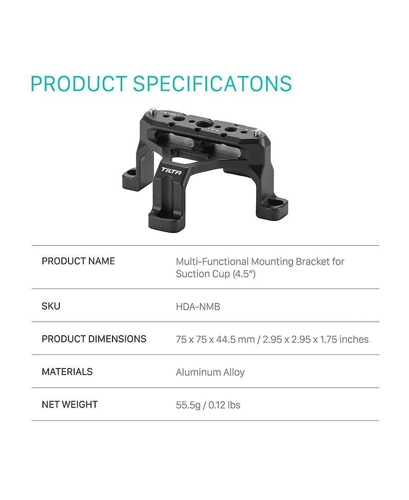 Tilta Nato Mounting Bracket for 4.5" Electronic Suction Cup, Black