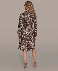Donna Karan New York Women's V-Neck Printed Dress