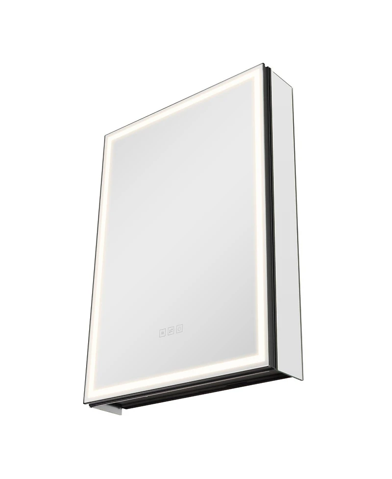 Slickblue Recessed Lighted Cabinet with Dual Mirrors for Bathroom Storage