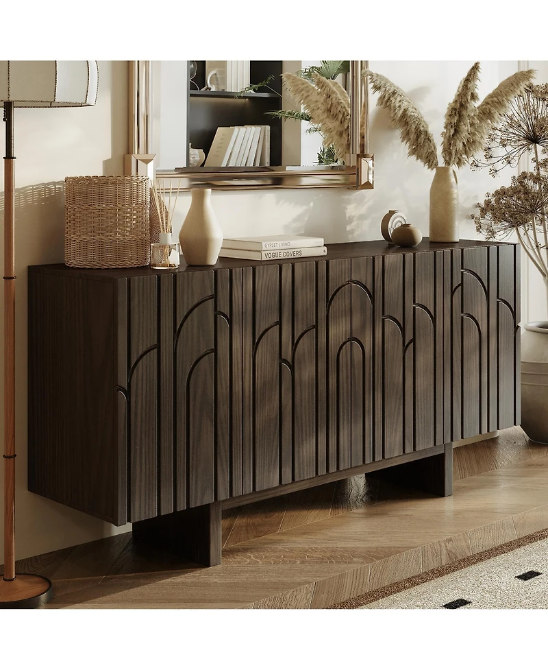 63'' Large Sideboard Buffet Cabinet 4 Door Storage