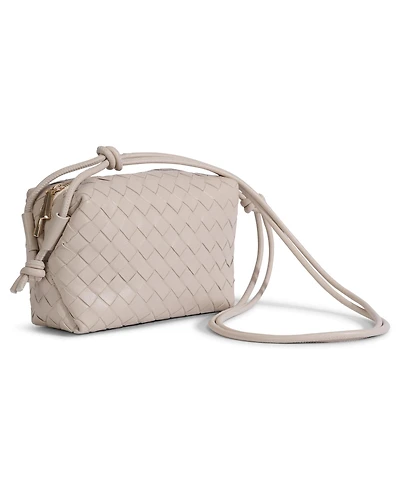 Women's Beige Woven Leather Crossbody Bag