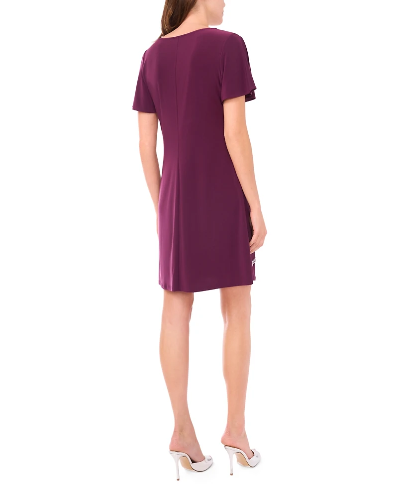Msk Women's Split Sleeve and Floral Faraj Motif Dress