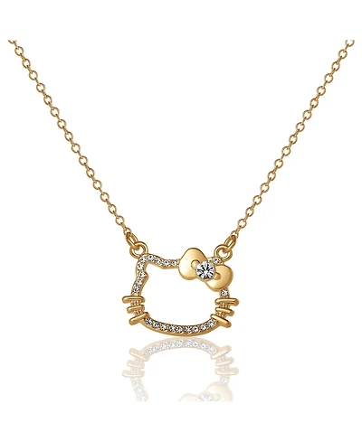 Hello Kitty Outline Pendant Necklace with Chain in Gold Tone