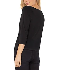 Liverpool Los Angeles Women's 3/4-Sleeve Draped Neck Knit Top