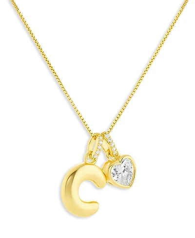Holiday Lane Letter Initial Charm Necklace in Gold Over Sterling Silver, Macy's Exclusive