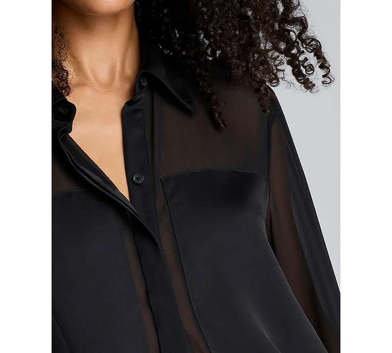 Kenneth Cole Juniors' Button-Front Collar Neck Shirt