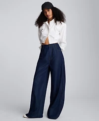 Kenneth Cole Juniors' Collar Neck Cropped Button-Down Shirt