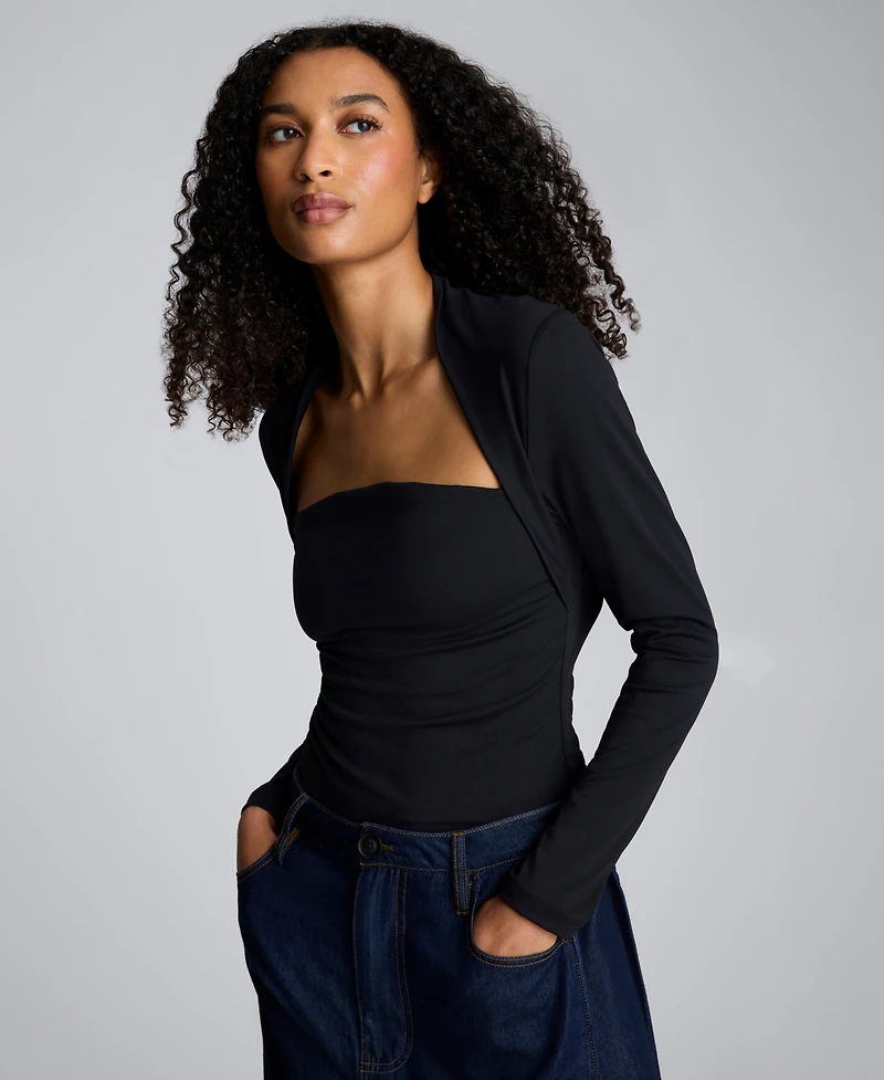 Kenneth Cole Juniors' Square Neck Long Sleeve Top