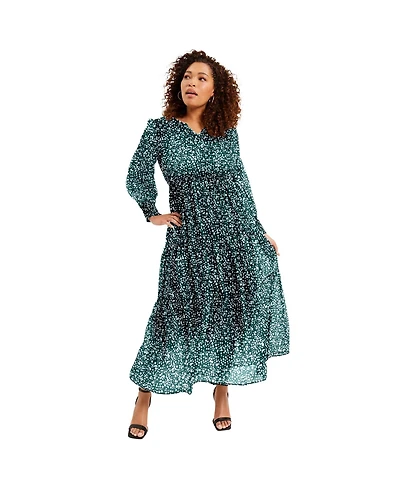 June + Vie Women's Tiered Maxi Dress