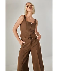 Nasty Gal Women's Tailored Zip Front Wide Leg Pants