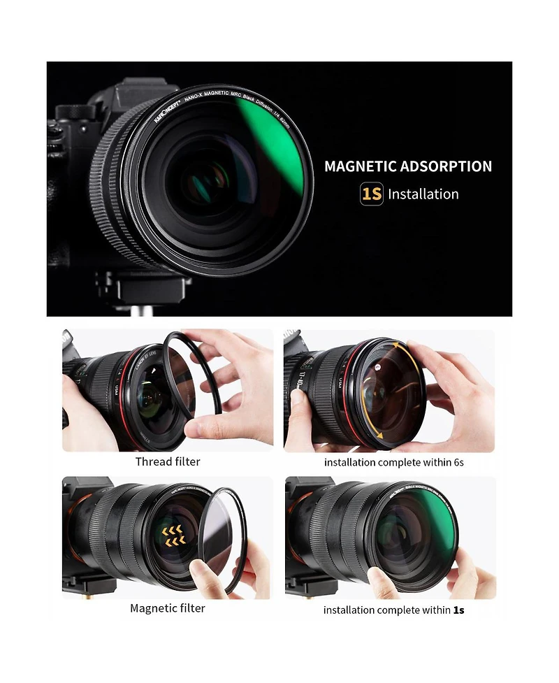 K&F Concept 58mm Nano-x 1/4 Black Soft Diffusion Magnetic Filter