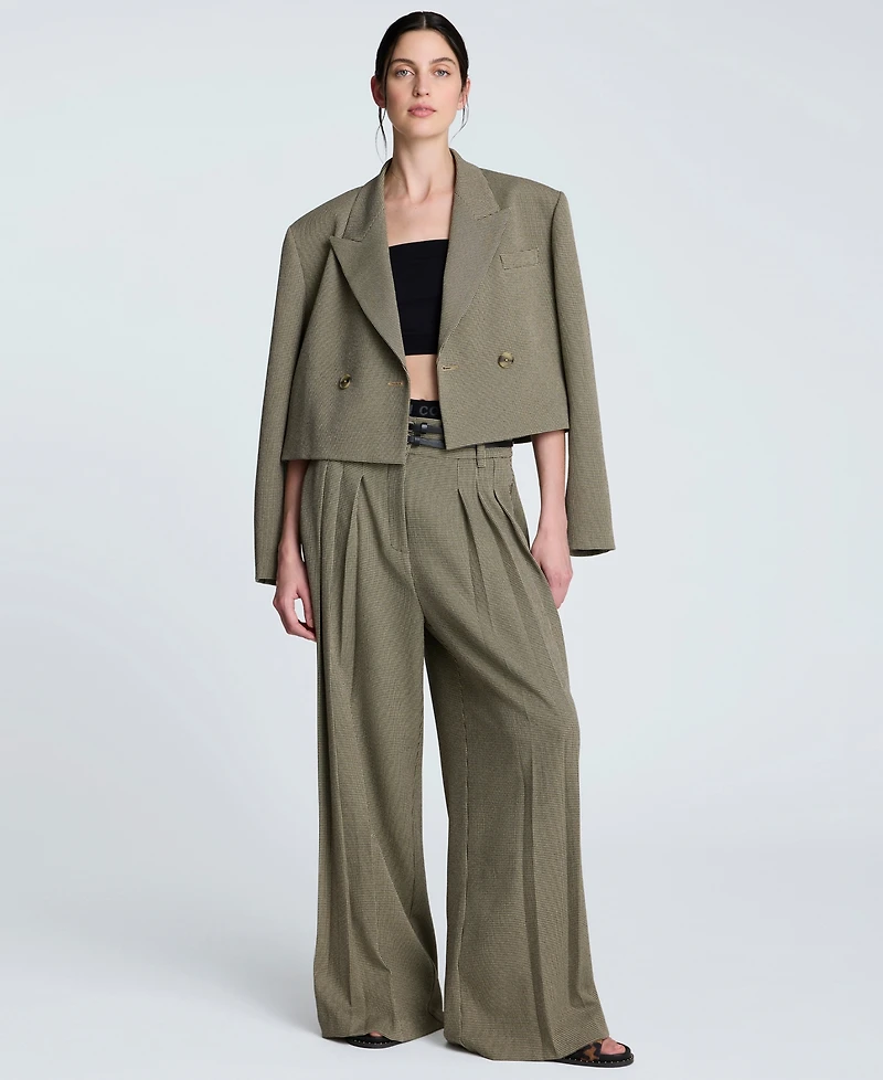 Kenneth Cole Women's Houndstooth High Rise Belted Trousers