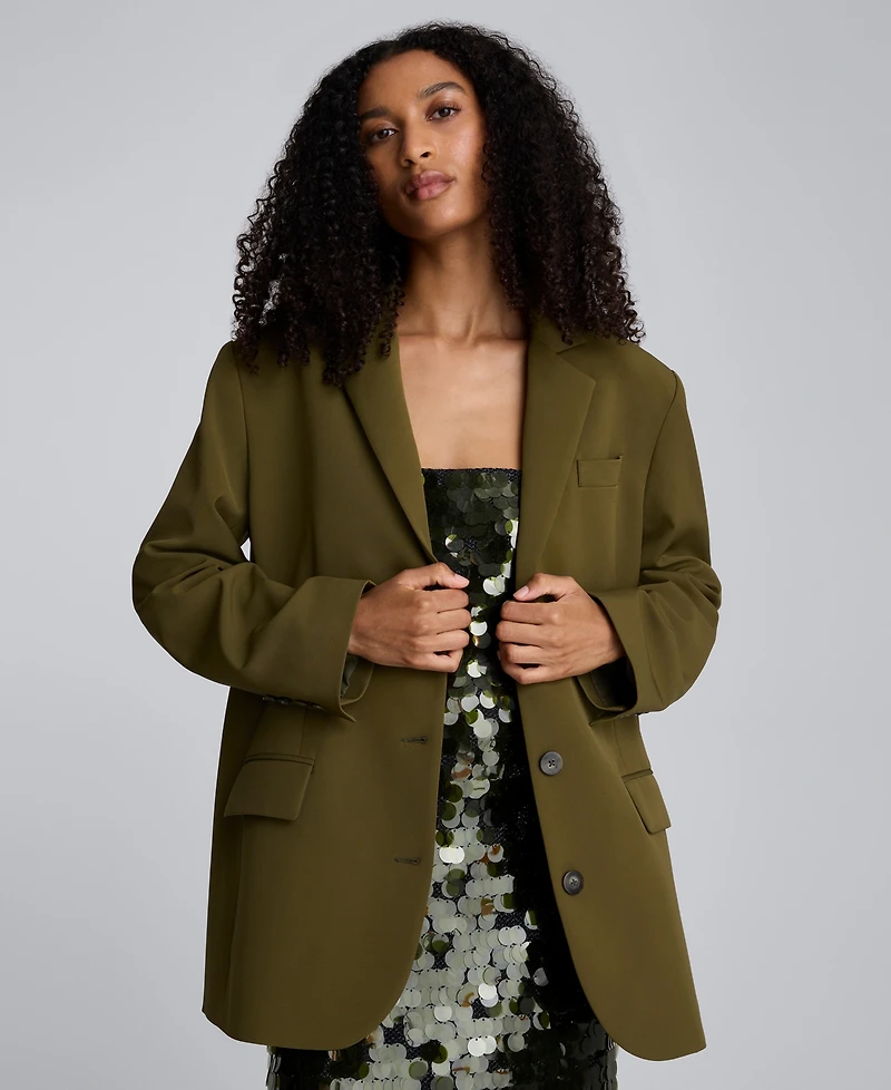 Kenneth Cole Women's Three-Button Boyfriend Blazer Jacket