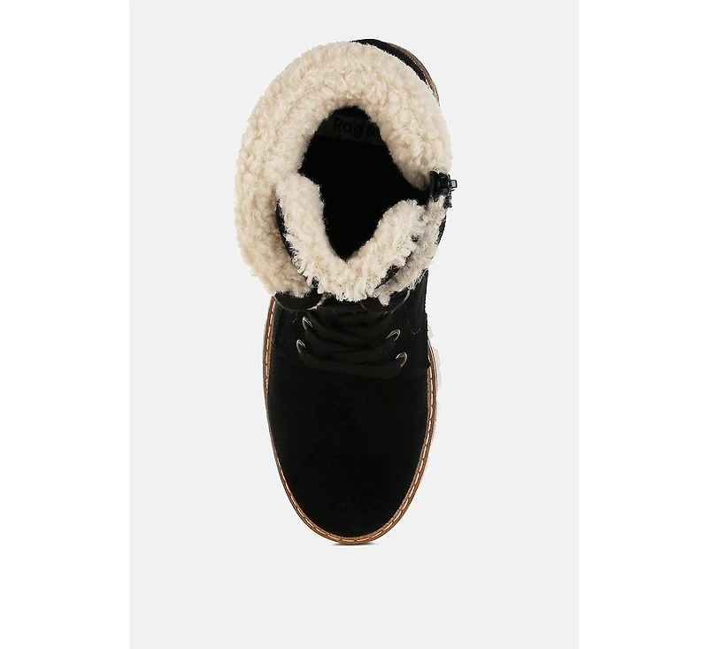 Madoka Fur Collar Chunky Ankle Boots Women