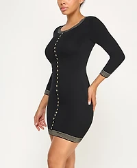 Invitee Juniors' 3/4-Sleeve Crewneck Sweater Dress