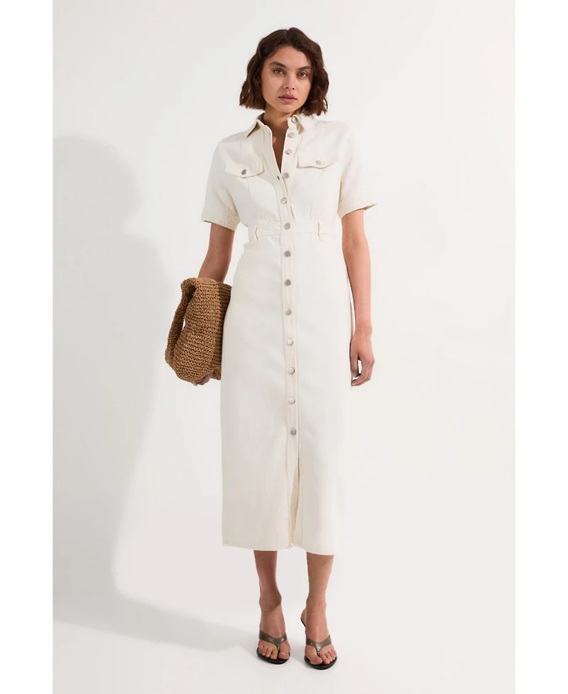Karen Millen Women's Denim Midi Shirt Dress