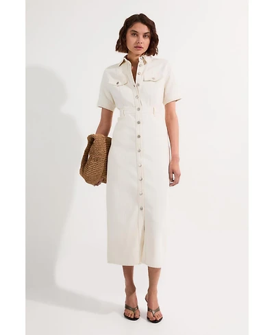 Karen Millen Women's Denim Midi Shirt Dress