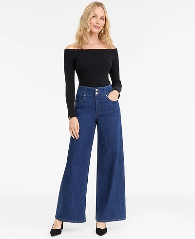 I.n.c. International Concepts Petite High-Rise Wide-Leg Jeans, Macy's Exclusive